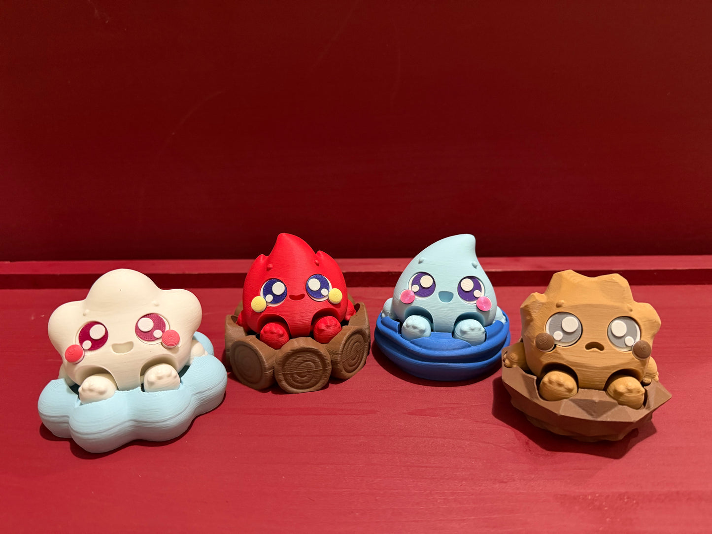 Elemental Fidget Clicker | Air Fire Water Earth Elementals | Cute Desk Toy | Collectible Fidget Clicker | Element Spirit Figurine