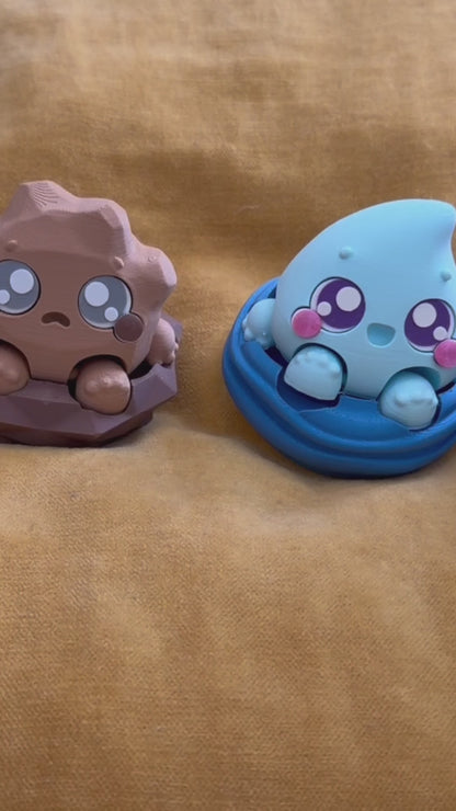 Elemental Fidget Clicker | Air Fire Water Earth Elementals | Cute Desk Toy | Collectible Fidget Clicker | Element Spirit Figurine